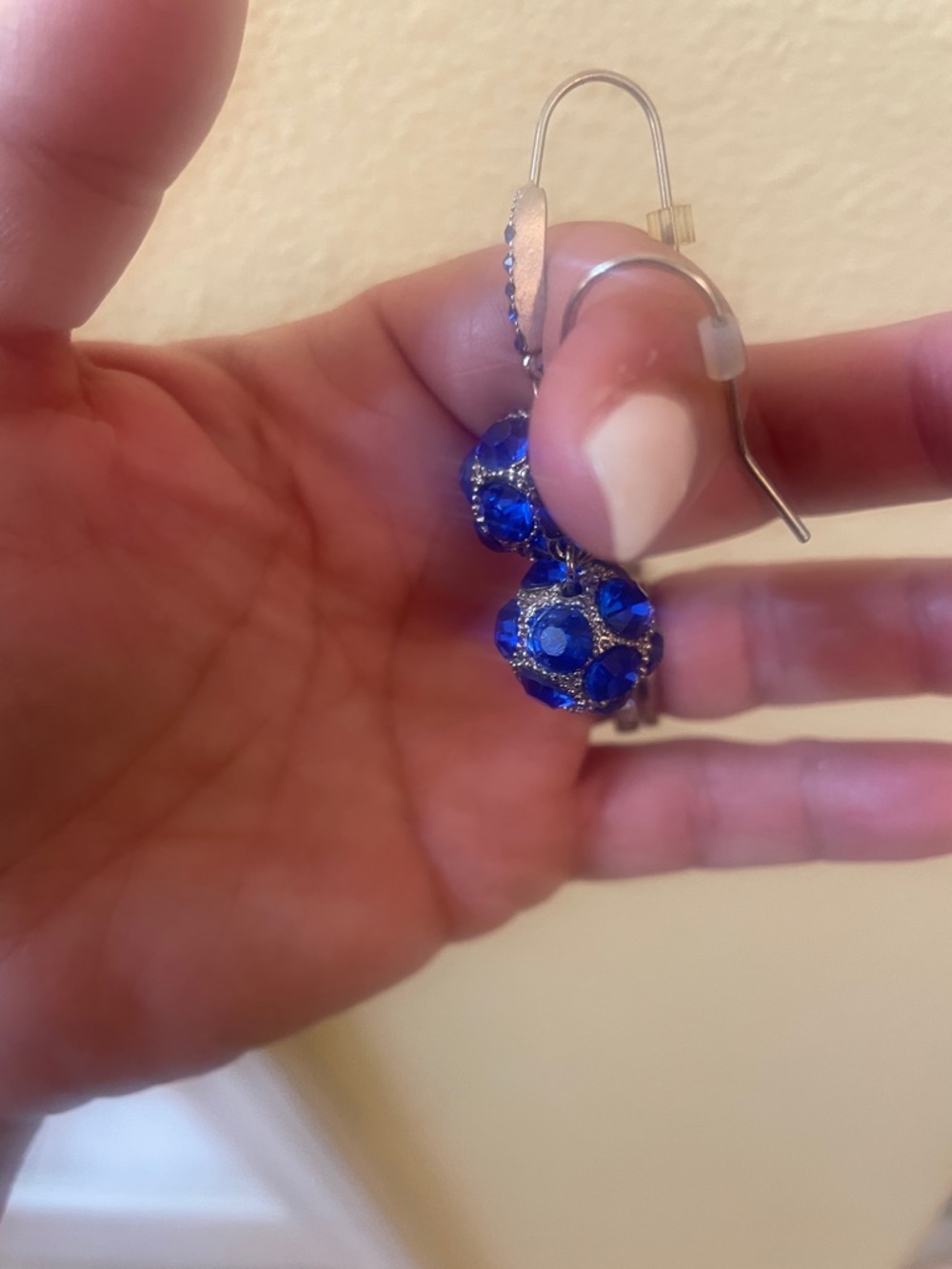 Source Unknown Royal Blue Crystal Ball Drop Earrings - Picture 2 of 2
